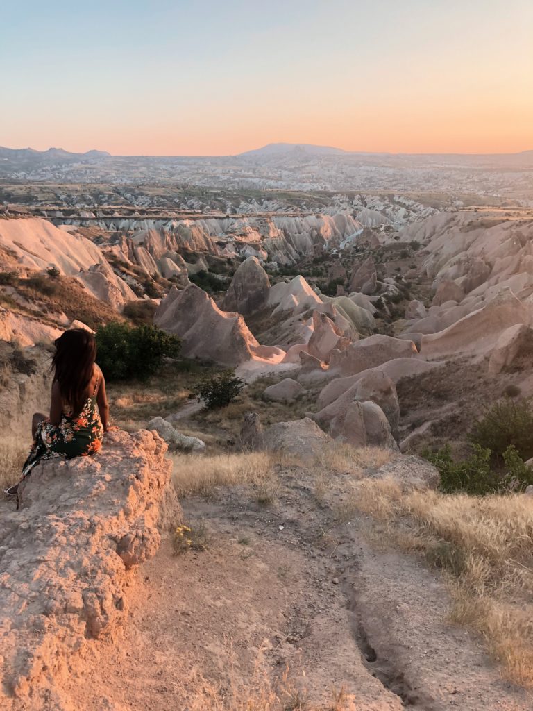 sunset at red rose valley, cappadocia