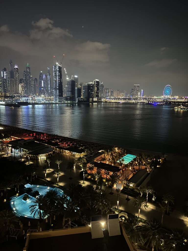 View from Sea View Balcony at Night at Fairmont the Palm, Dubai