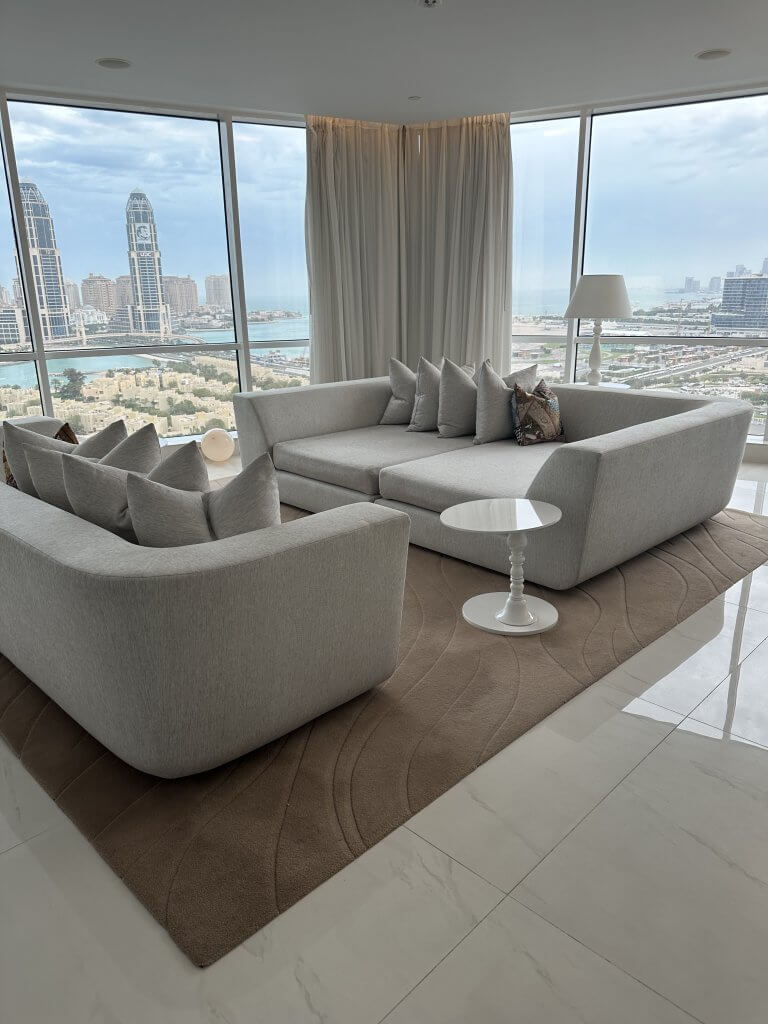 Where to stay in Doha - Living Area of the Suite in Mondrian Doha