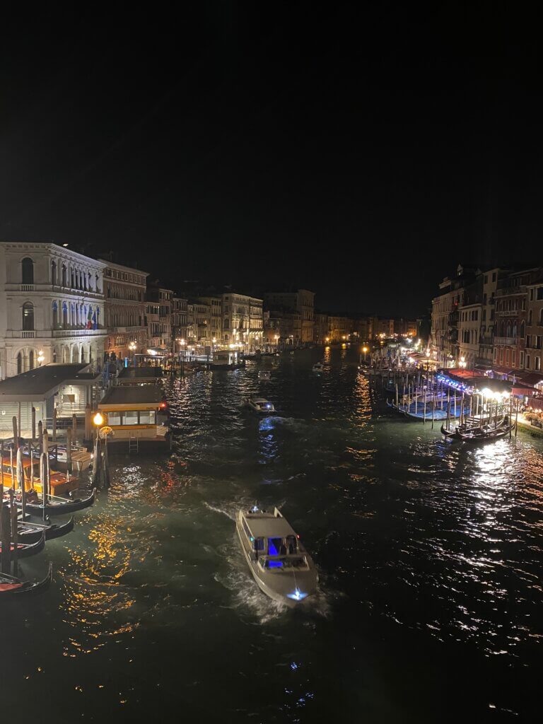 The view from the Rialto Bridge at Night