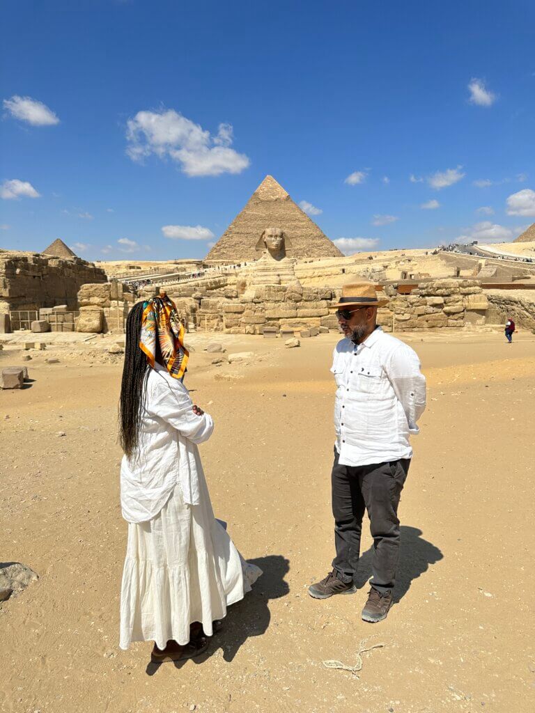 With our Guide in Egypt - Visiting the Pyramids of Giza in Egypt